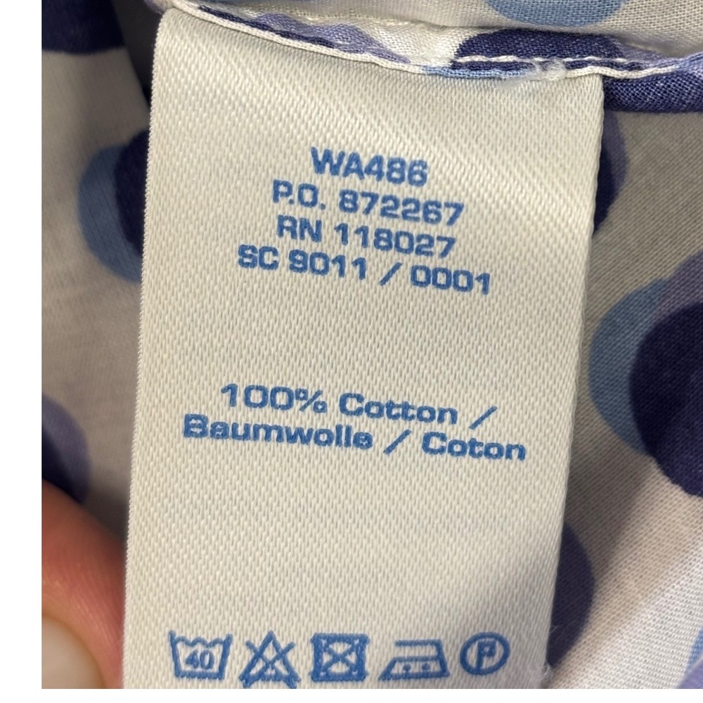 Boden Tunic Top Womens US 6R Blue Purple Polka Dot Cotton Crochet Trim Boho - Picture 12 of 14